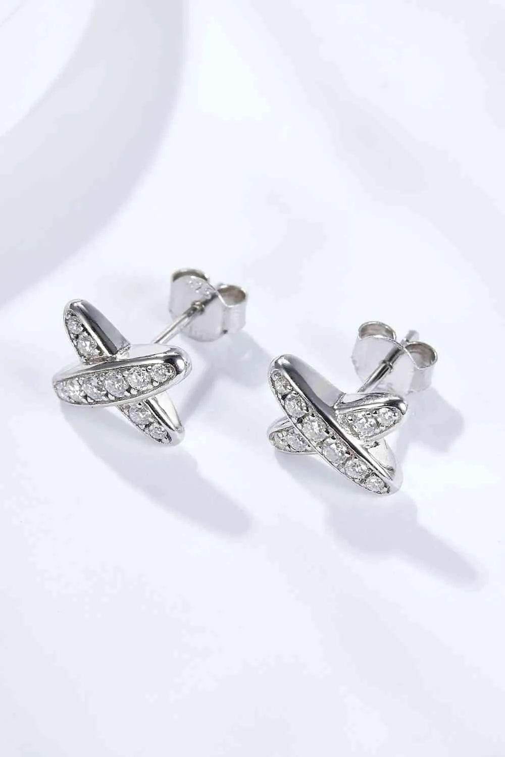 925 Sterling Silver X-Shape Moissanite Earrings Moissanite - Tophatter Daily Deals